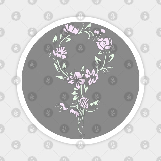 Floral Feminist Symbol Magnet by Slightly Unhinged